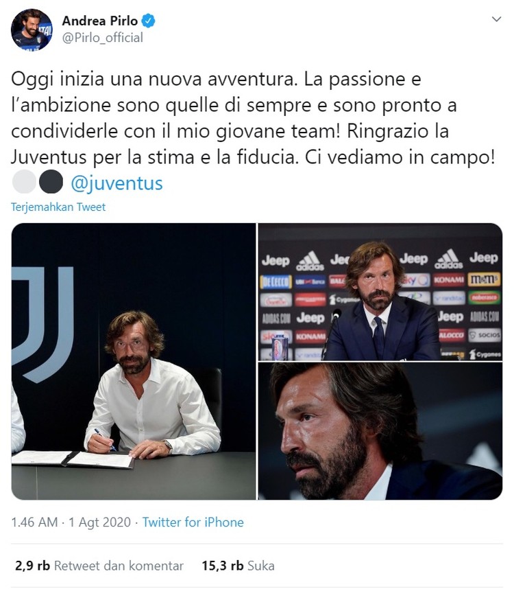 Andrea Pirlo Usai Juventus menunjuk pelatih baru menggantikan Maurizio Sarri, meme Andrea Pirlo langsung bermunculan di media sosial.