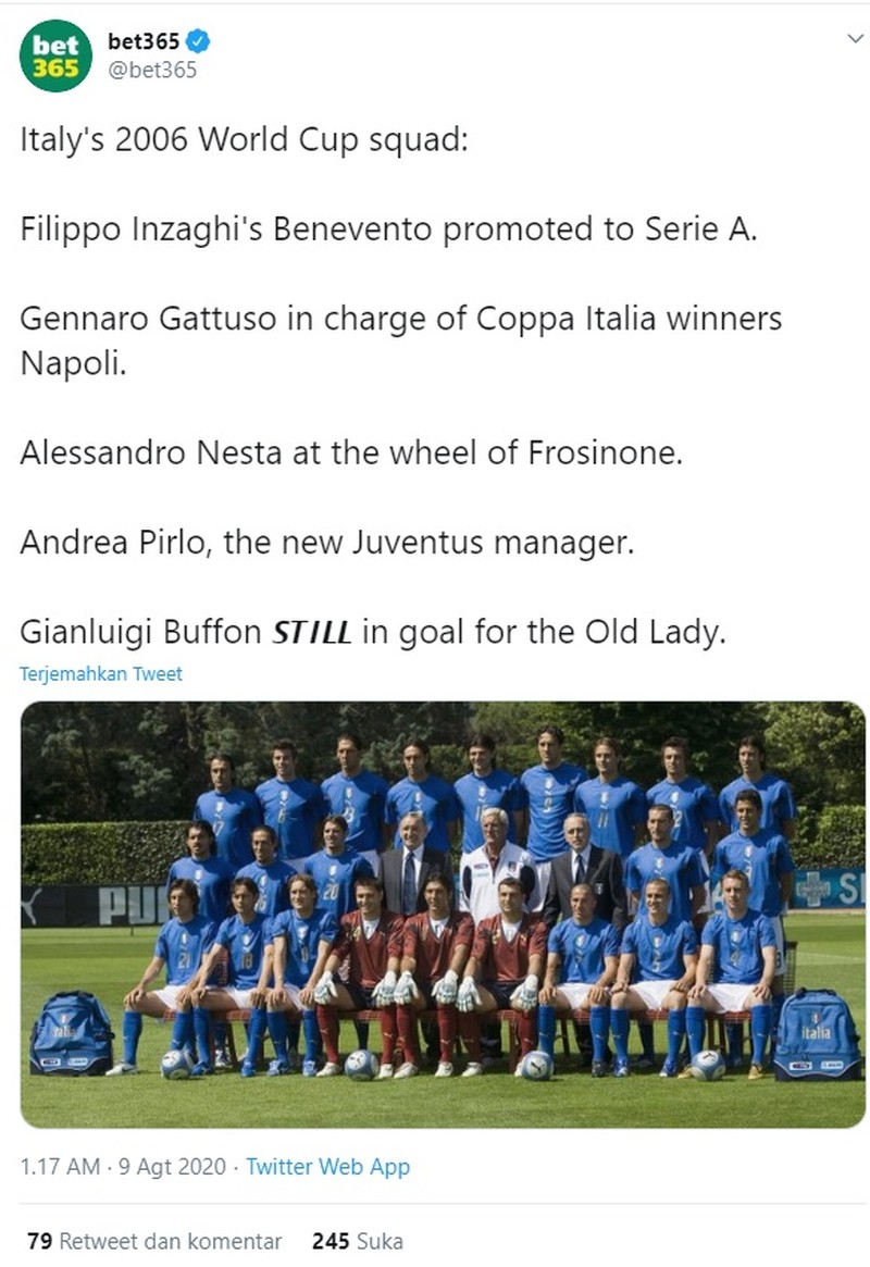 Usai Juventus menunjuk pelatih baru menggantikan Maurizio Sarri, meme Andrea Pirlo langsung bermunculan di media sosial.