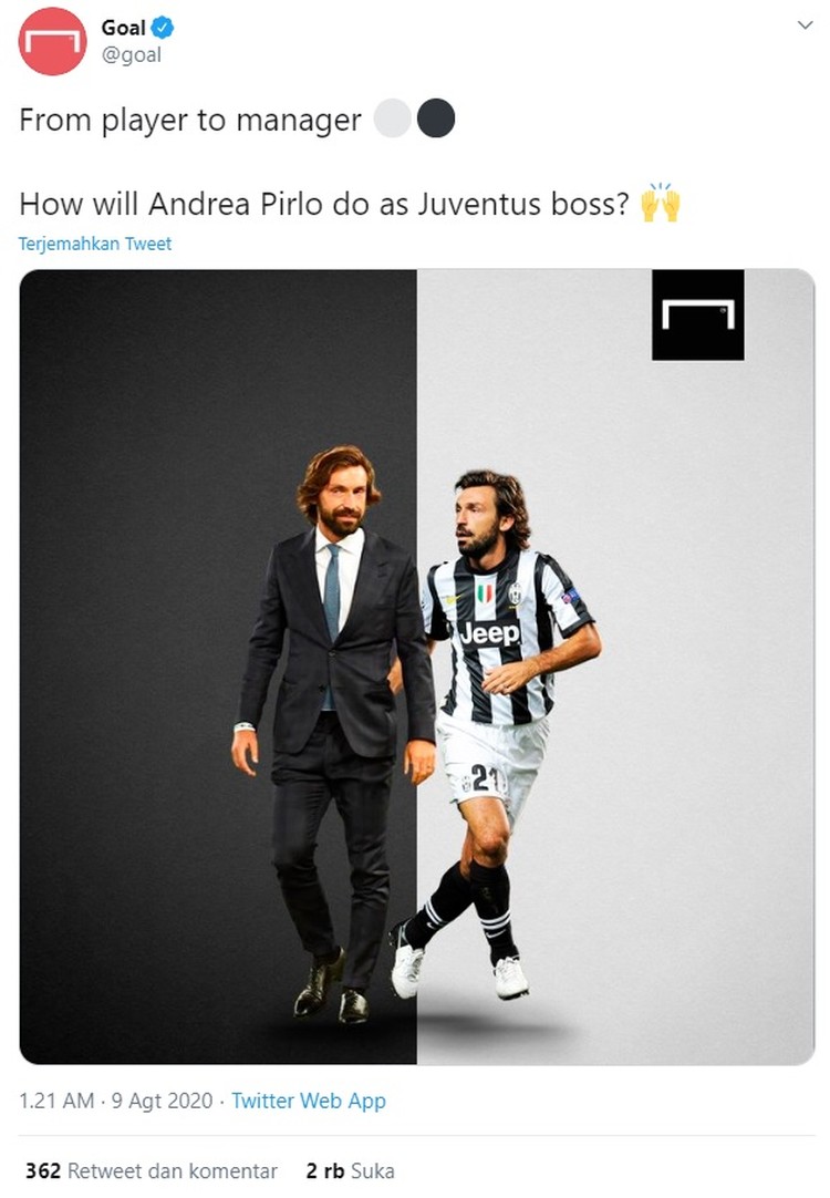 Andrea Pirlo Usai Juventus menunjuk pelatih baru menggantikan Maurizio Sarri, meme Andrea Pirlo langsung bermunculan di media sosial.