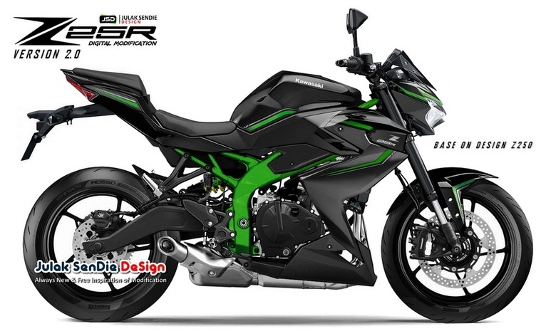 Gambar rendering Kawasaki Ninja ZX-25R versi naked Gambar rendering Kawasaki Ninja ZX-25R versi naked