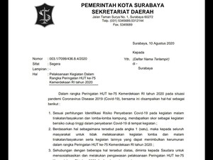 Gugus COVID-19 Sebut Perayaan HUT RI di Surabaya Bisa Dialihkan ke Virtual