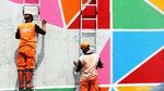 Cat Warna-warni Percantik Jembatan Layang Tol Tomang