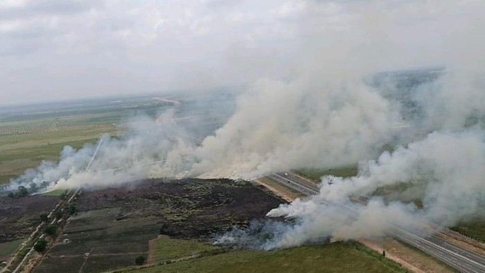 Karhutla di dekat Tol Palembang-Indralaya. (Foto: Istimewa)