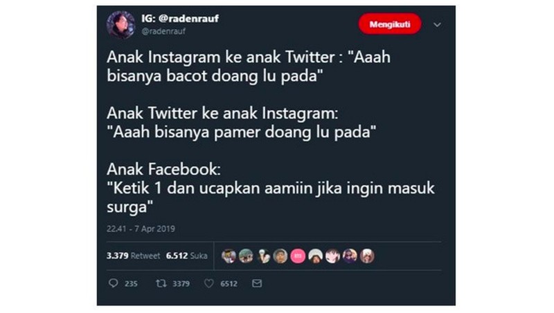 Anak Twitter vs anak Instagram memang selalu seru untuk dibahas. Ini dia deretan meme yang bikin senyum-senyum sendiri lihatnya.