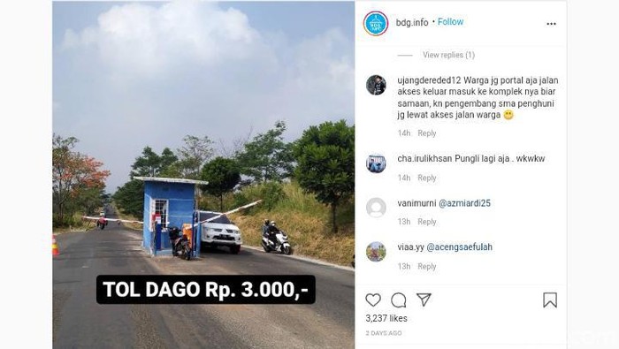 Ramai di medsos portal berbayar di kawasan Dago Bandung