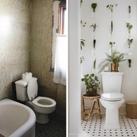 Kamar mandi menjadi bagian rumah yang paling menakjubkan perbedaannya setelah direnovasi. Dari yang tadinya sudah tampak kotor dan temboknya retak, kini jadi begitu indah seperti di foto ini dengan hiasan tanaman hijau di dindingnya. Foto: TikTok _forthehome