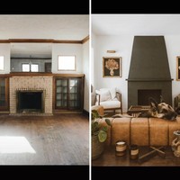 Area ruang keluarga menjadi lebih homey setelah direnovasi. Bagian perapian menjadi bagian menonjol di area ini dengan cat warna abu-abu. Ditambah dengan lukisan di bagian kiri dan kanannya, before after area perapian ini bikin pangling ya. Foto: TikTok _forthehome