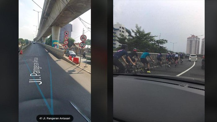 Viral pegowes masuk jalan layang