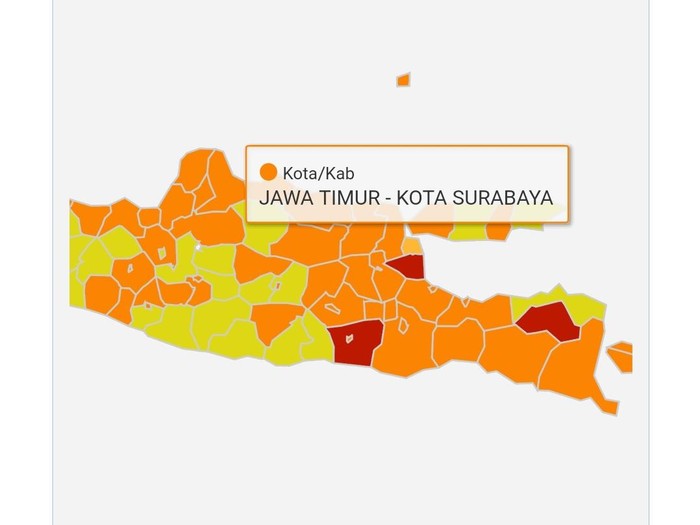 Kota Surabaya kini berstatus zona oranye terkait COVID-19 atau dengan risiko sedang. Meski begitu, protokol kesehatan tetap diperketat.