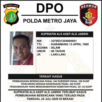 Supriatin alias Asep, DPO pembunuhan WN Taiwan