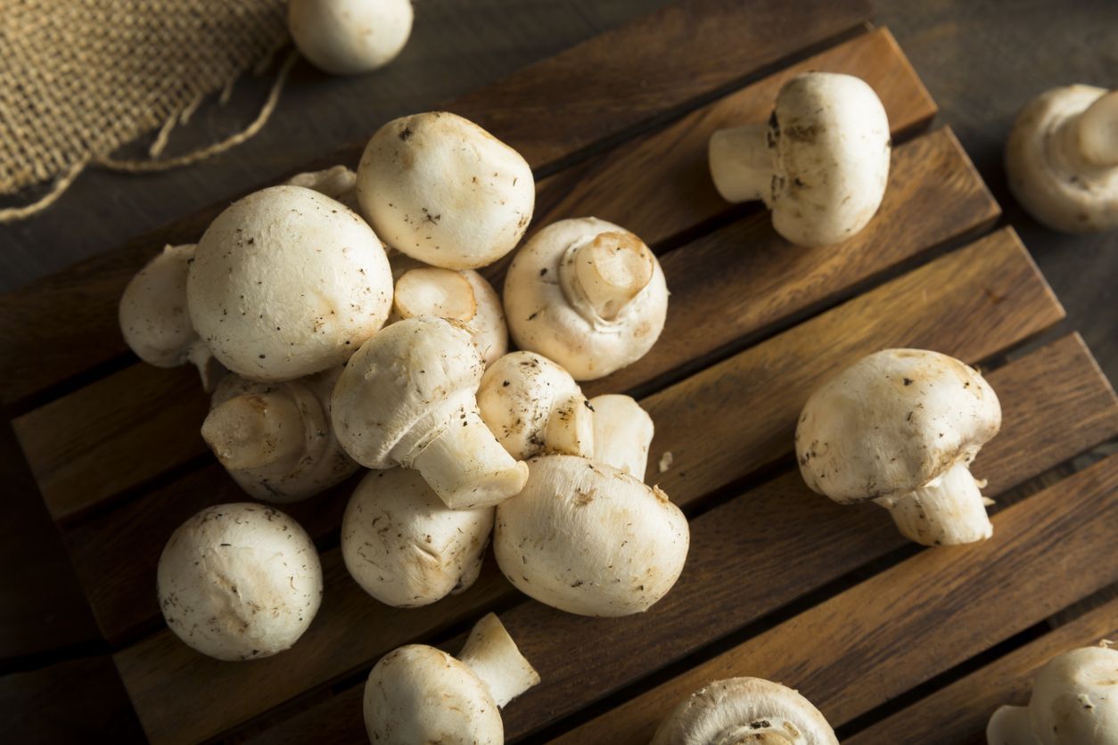 Raw Organic Baby Button Mushrooms Ready to Cook With