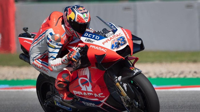 BRNO, CZECH REPUBLIC - AUGUST 07: Jack Miller of Australia and Pramac Racing  heads down a straight during the MotoGP Of Czech Republic - Free Practice at Brno Circuit on August 07, 2020 in Brno, Czech Republic. (Photo by Mirco Lazzari gp/Getty Images)