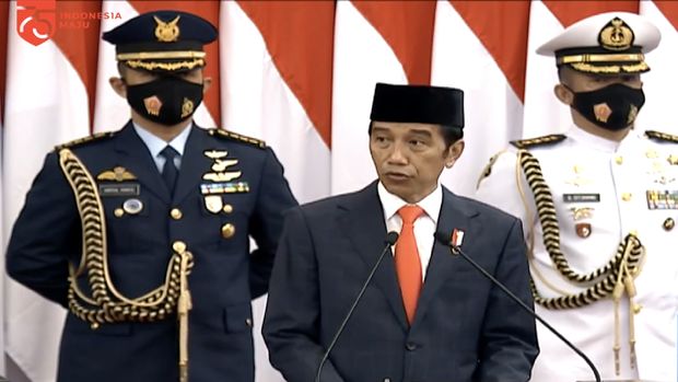 Presiden Jokowi di Sidang Tahunan MPR RI  Dan Sidang Bersama DPR RI Dan DPD RI. (Tangkapan Layar Sekretariat Presiden RI)