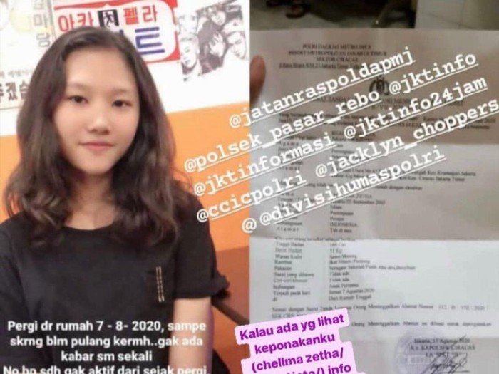 Remaja di Ciracas dilaporkan hilang sejak 7 Agustus