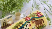 Hewan-hewan ternak seperti sapi, domba, kuda, angsa, dan keledai ini juga dilukiskan oleh Matsu pada roll cake-nya. Wah, pasti anak-anak akan menyukai desain satu ini! Foto: Instagram @ojiobachanok