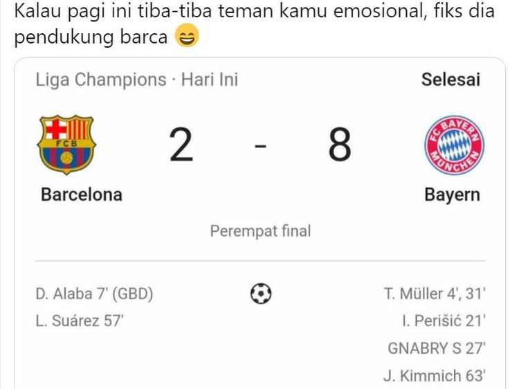 Meme Barcelona Babak Belur Dihajar Bayern