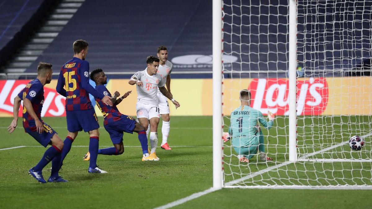 Philippe Coutinho membobol gawang Barcelona sebanyak dua kali. (Foto: Getty Images/Pool)