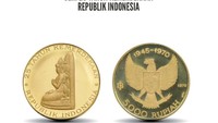 Seri 25 Tahun Kemerdekaan Republik Indonesia. Tahun penerbitan 1970, nominal Rp 5.000. Bahan logam emas kadar 900/1000, berat 68 gram, diameter 30mm. Foto: Dok. Bank Indonesia