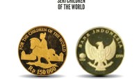 Seri Children of The World. Tahun penerbitan 1999, nominal Rp 150.000. Bahan logam emas kadar 0,999, berat 6,22 gram, diameter 22mm, teknik cetak proof. Foto: Dok. Bank Indonesia