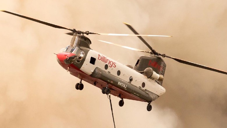 Helikopter Chinook CH-47D milik perusahaan Billings Flying Service Helikopter Chinook CH-47D milik perusahaan Billings Flying Service