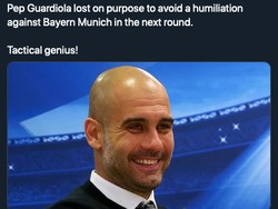 Sarkas banget nih! Guardiola dibilang sengaja mengalah dari Lyon agar tidak dipermalukan Bayern Munich di semifinal. (Foto: internet/Twitter)
