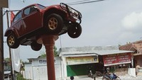 Pemilik monumen VW, Bagyo Mujiharjo mengatkan, dirinya memang intin memperindah wajah kampung. Monumen VW Kodok ini juga bisa buat tempat selfie. Foto: Achmad Syauqi/detikcom