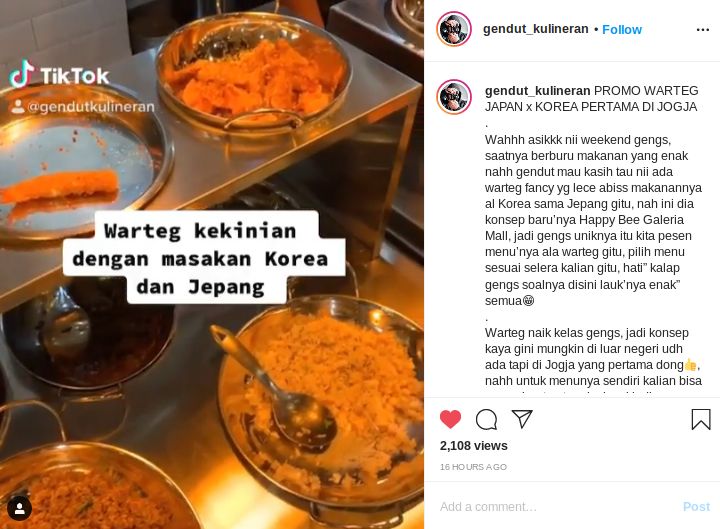 Restoran Korea dan Jepang Ala Warteg di Yogyakarta