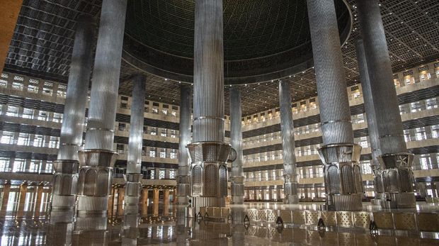Suasana Masjid Istiqlal Jakarta, Senin (17/8/2020). Renovasi Masjid Istiqlal telah rampung 100 persen. ANTARA FOTO/Nova Wahyudi/hp.