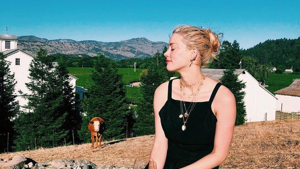 Dalam keterangan foto di Instagram pada foto itu, Amber Heard menyebut sedang menikmati California. (Instagram Amber Heard)