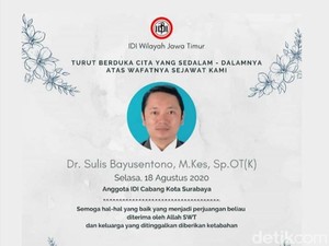 Dokter Orthopedi dan Dosen FK Unair Meninggal Terpapar COVID-19