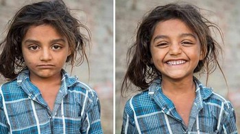 Ketika aku bilang senyum, dan dia berubah. Wajahnya memancarkan kehangatan, matanya berkilau, Foto: instagram/soiaskedthemtosmile