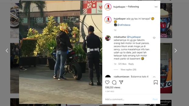 Pengguna Ninja ZX-25R diusir dari parkiran moge di lobby mall