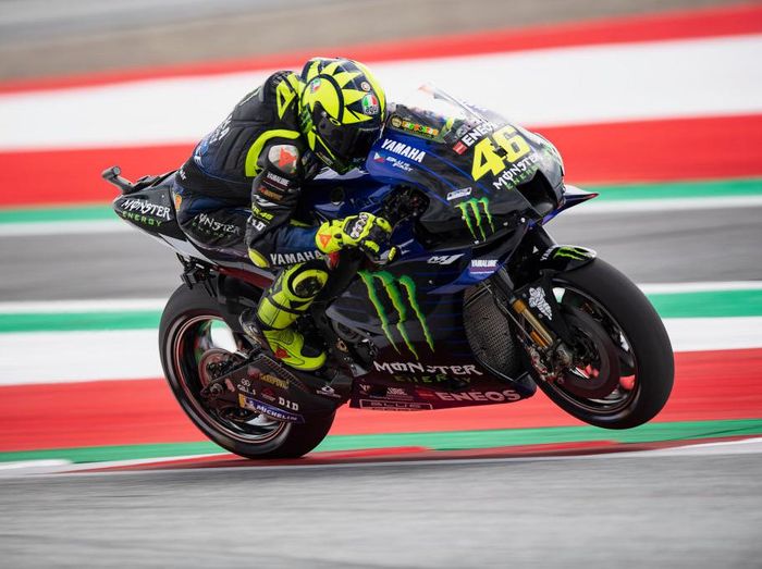 Valentino Rossi SPIELBERG, AUSTRIA - AUGUST 15: Valentino Rossi of Italy and Monster Energy Yamaha MotoGP Team heads down a straight during the MotoGP Of Austria - Qualifying at Red Bull Ring on August 15, 2020 in Spielberg, Austria. (Photo by Mirco Lazzari gp/Getty Images)