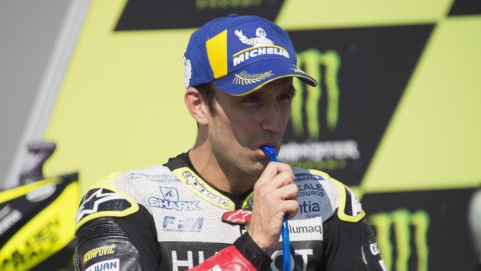 BRNO, CZECH REPUBLIC - AUGUST 08: Johann Zarco of France and Reale Avintia Racing speaks with journalists at the end of the qualifying practice during the MotoGP Of Czech Republic - Qualifying Practice at Brno Circuit on August 08, 2020 in Brno, Czech Republic. (Photo by Mirco Lazzari gp/Getty Images)