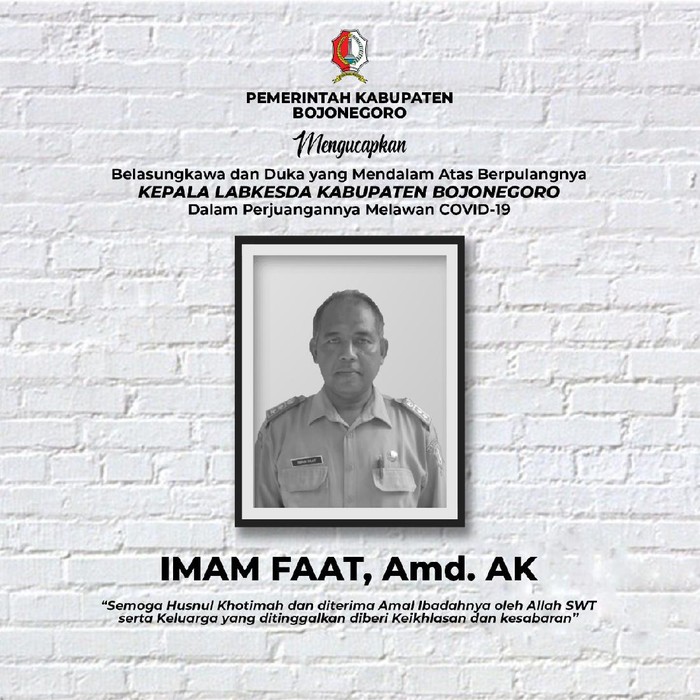 Kepala Labkesda Bojonegoro meninggal karena COVID-19