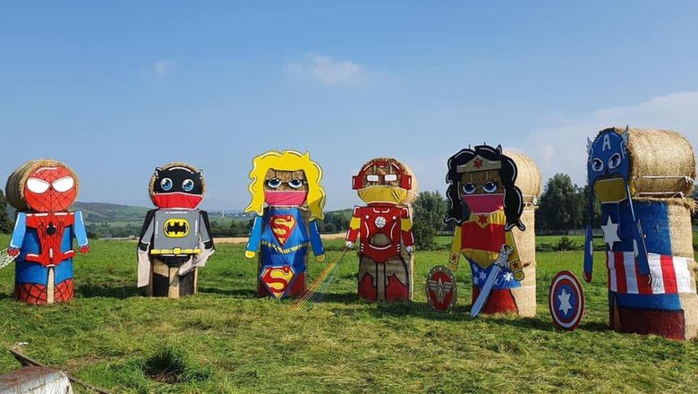 patung jerami superhero patung jerami superhero