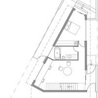 Membangun rumah di tanah 180 meter per segi mungkin bukan sesuatu yang harus dipusingkan. Tapi lain halnya jika lahan tersebut berbentuk segitiga. Foto: Dok. Robeson Architect