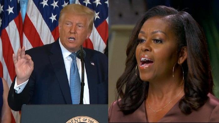 Mantan Ibu Negara AS, Michelle Obama menyebut Donald Trump adalah presiden yang salah untuk Amerika Serikat (AS). Menjawab kritikan itu, Trump justru menyinggung suami Michelle, Barack Obama.