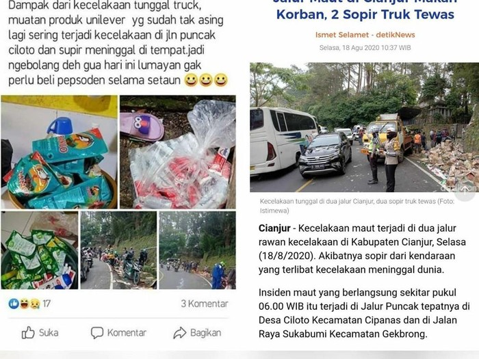 viral barang jarahan di kecelakaan cianjur