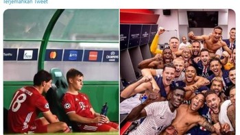 Potret sesaat Bayern mengalahkan Lyon, beda euforia yang ditampilkan PSG yang baru pertama kali menginjakan di partai final. Foto: Istimewa