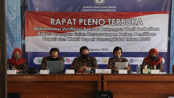 Rapat pleno verifikasi faktual KPU Kabupaten Gunungkidul, Jumat (21/8/2020)
