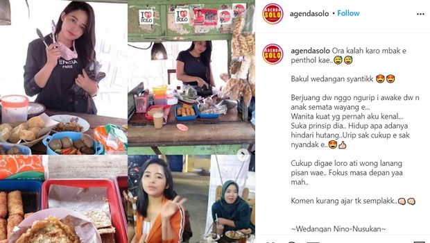 Sosok Dewi Novita (27), penjual angkringan cantik yang viral dari Solo (tangkapan layar IG @agendasolo)