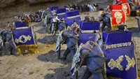 Diorama Perang Bubat di era Kerajaan Mapahit yang ditampilkan di Museum Panji di Tumpang, Malang, Jawa Timur, Sabtu (22/8/2020).