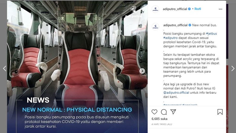Bus yang dilengkapi pembatas berbahan acrylic Bus yang dilengkapi pembatas berbahan acrylic