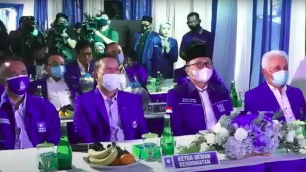 Elite PAN di barisan terdepan, di perayaan HUT ke-22 PAN, Kalibata, Jakarta Selatan, Minggu (23/8/2020).