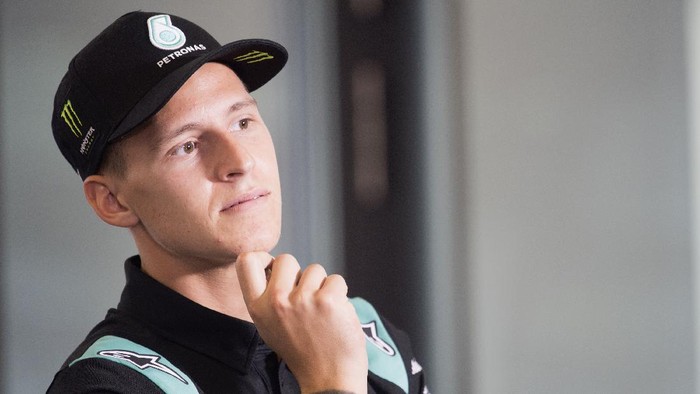 SPIELBERG, AUSTRIA - AUGUST 15:  Fabio Quartararo of France and Petronas Yamaha SRT looks on during the press conference at the end of the qualifying practice during the MotoGP Of Austria - Qualifying at Red Bull Ring on August 15, 2020 in Spielberg, Austria. (Photo by Mirco Lazzari gp/Getty Images)