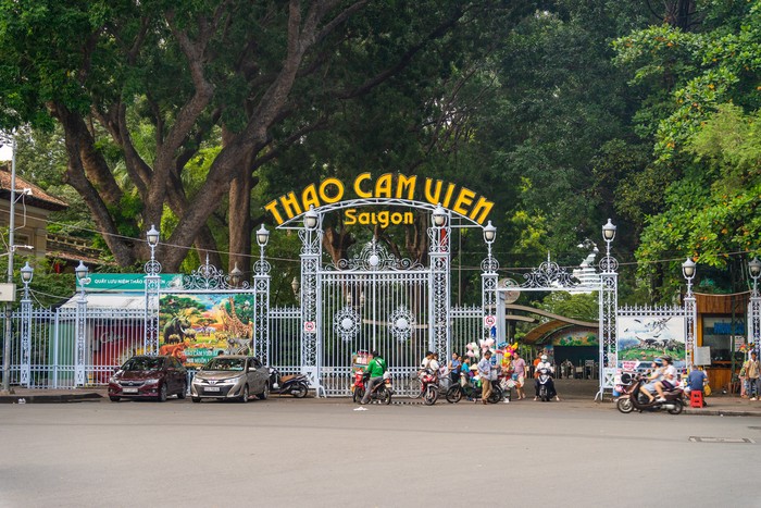 Ho Chi Minh City, Vietnam - July 28, 2020 : Main gate of Saigon Zoo (local name is Thao Cam Vien or So Thu) in Ho Chi Minh city (Saigon), Vietnam
