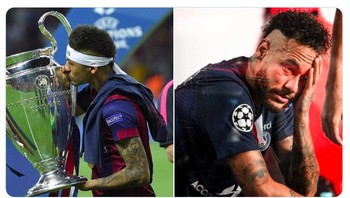 Neymar dengan Messi dapat juara Liga Champion di Barcelona sedangkan sekarang tidak bisa tanpa Messi, sebut netizen ini. Foto: istimewa
