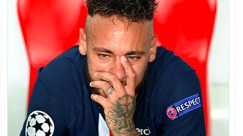 Tangisan Neymar banyak dibahas di linimasa bersama fotonya. Foto: istimewa