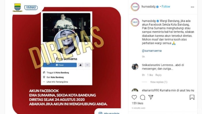 Akun Sekda Kota Bandung Diretas